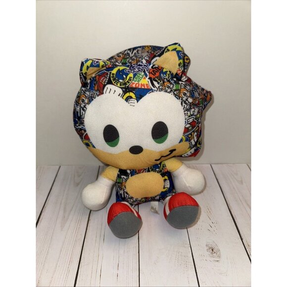 Sega 60th Anniversary “Sonic The Hedgehog” Sticker Toy Factory 10” Plush VGUC - Picture 1 of 5